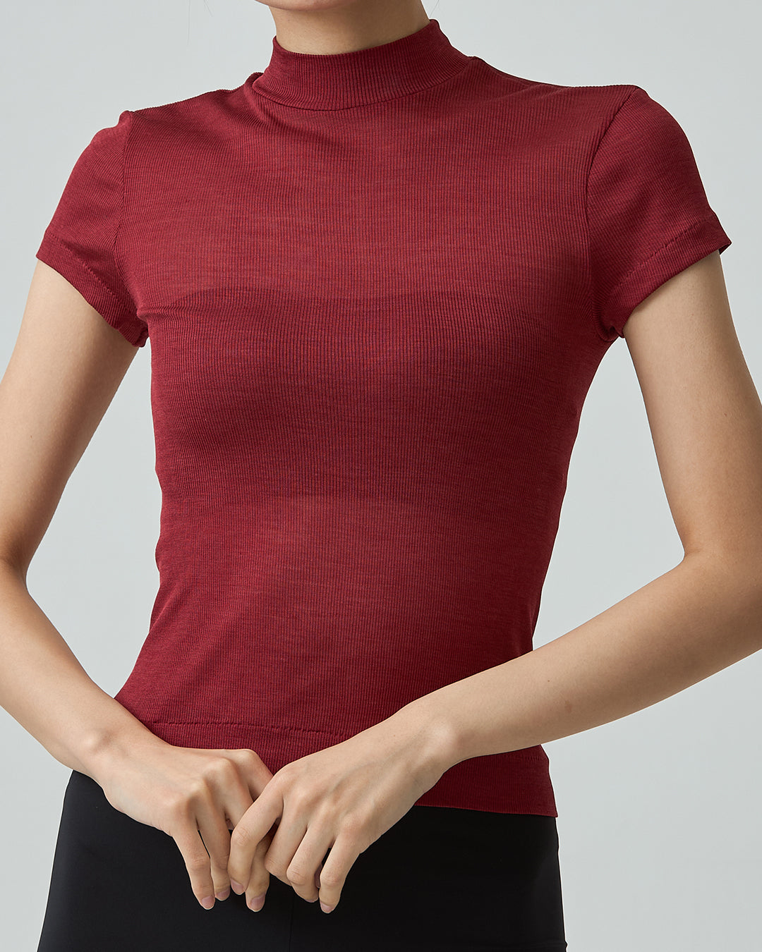 ROSE -Mock neck half sleeve-【Vintage Red】