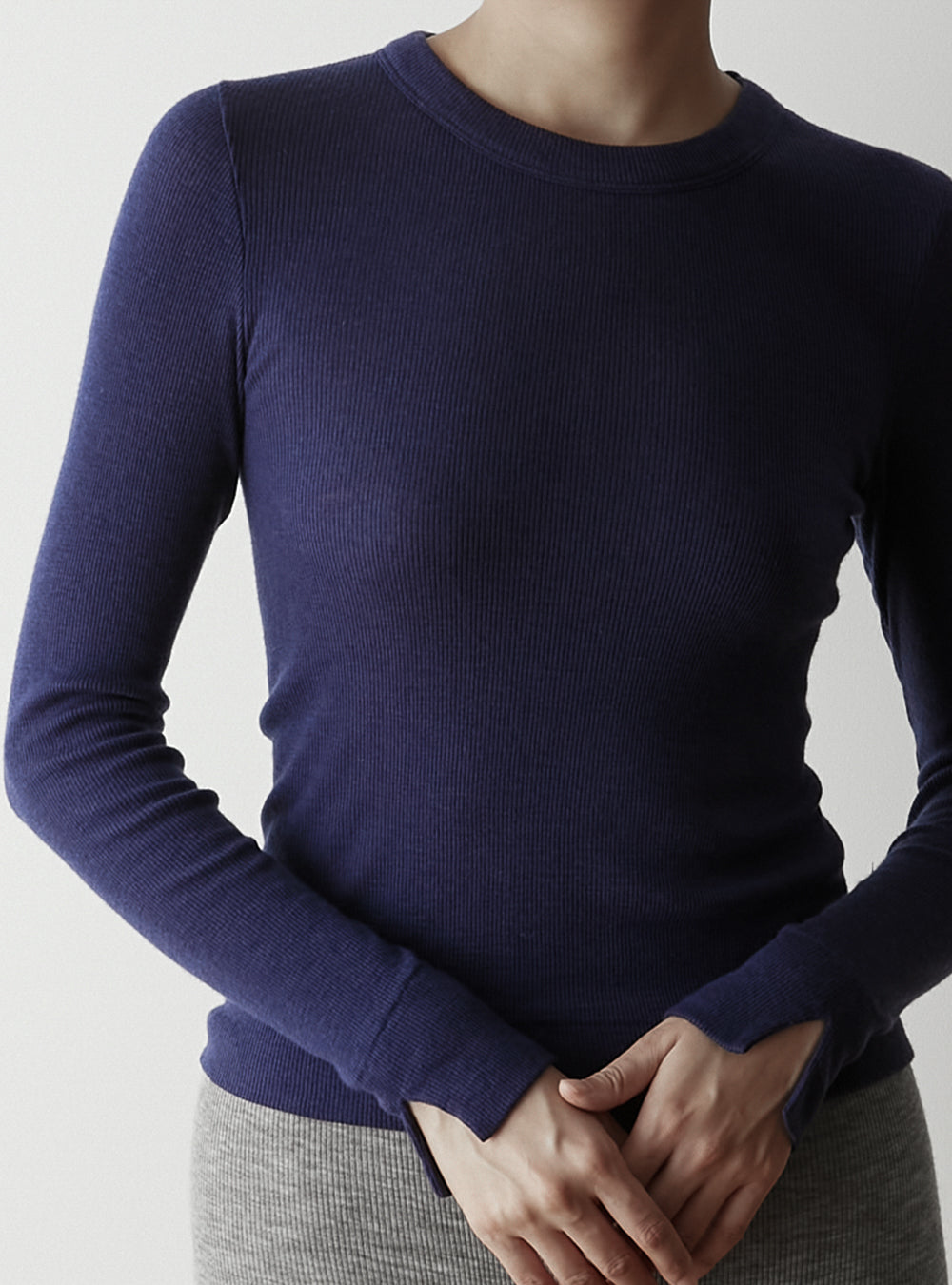 ALEX -Crew neck long sleeve-【Navy】