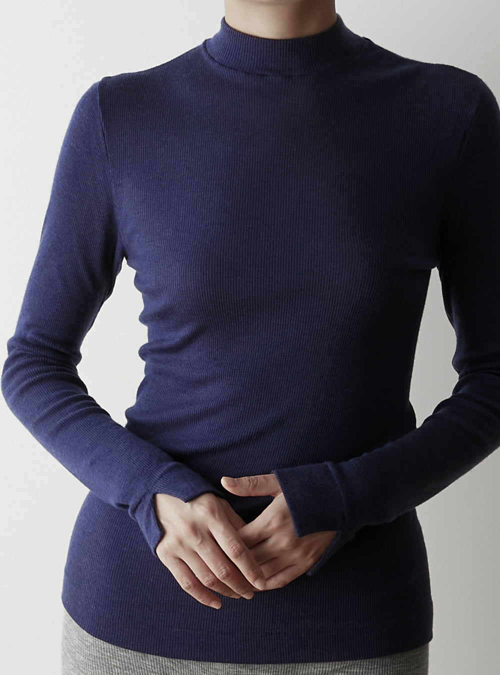 GIA -Mock neck long sleeve-【Navy】