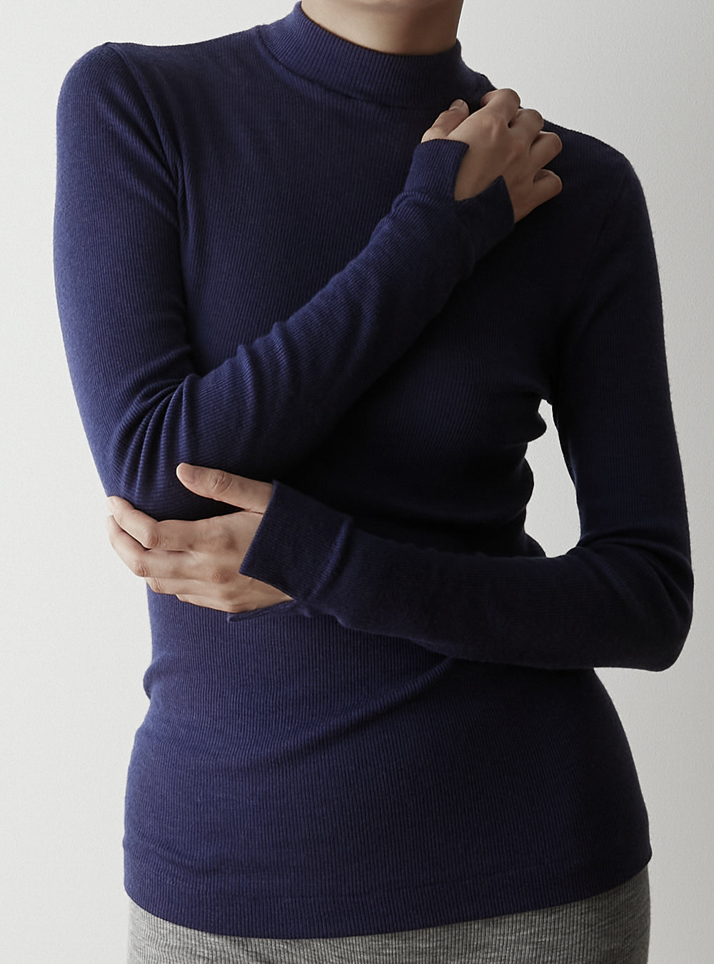 GIA -Mock neck long sleeve-【Navy】