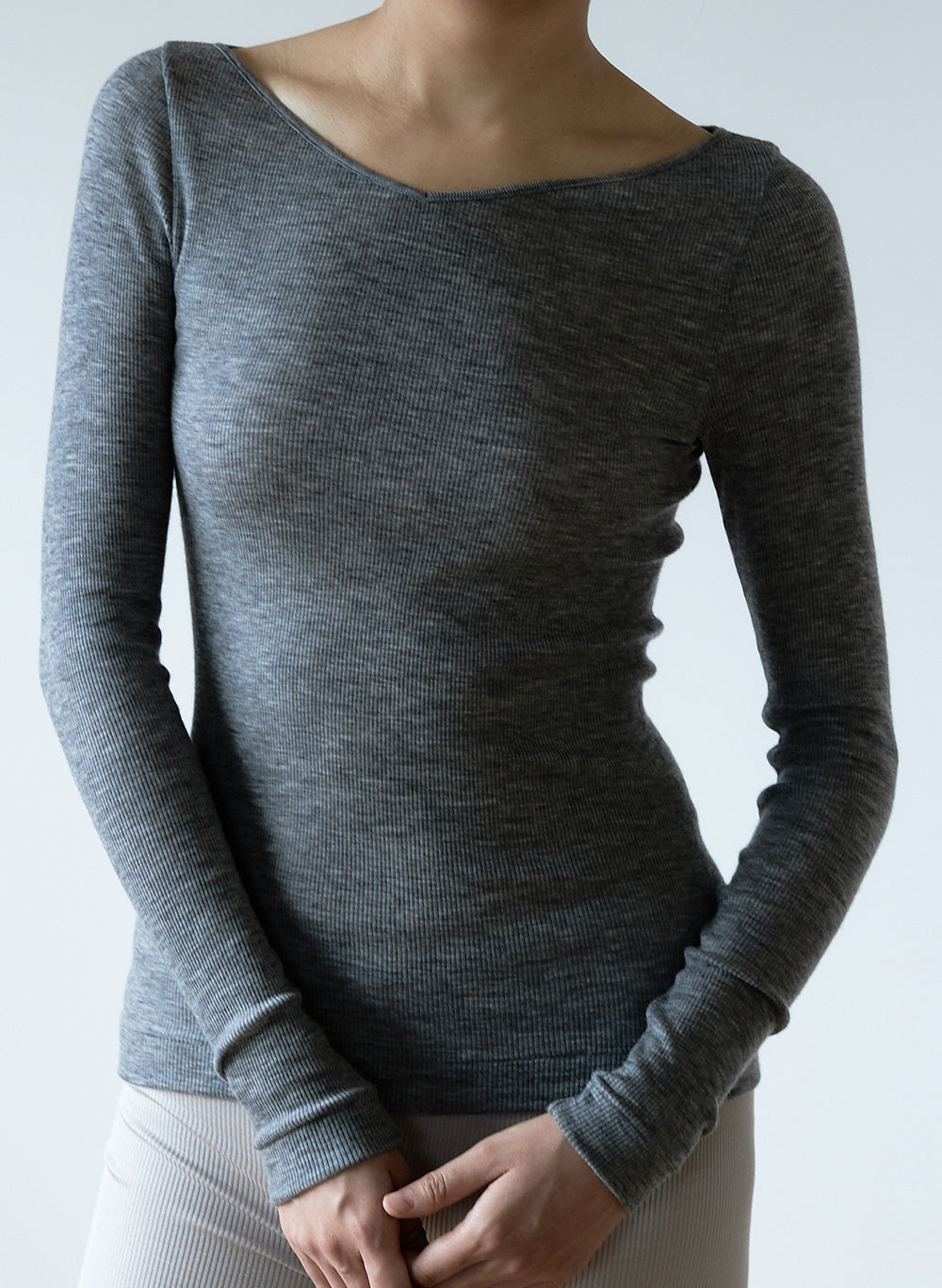 Billie Long Sleeve Modal Modal Cashmere Blend Top in Black