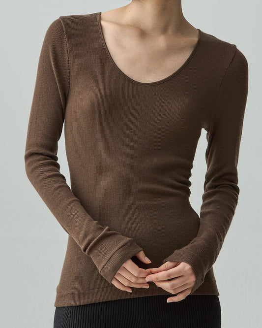 DAKOTA -Deep U-neck long sleeve-【Nutella】