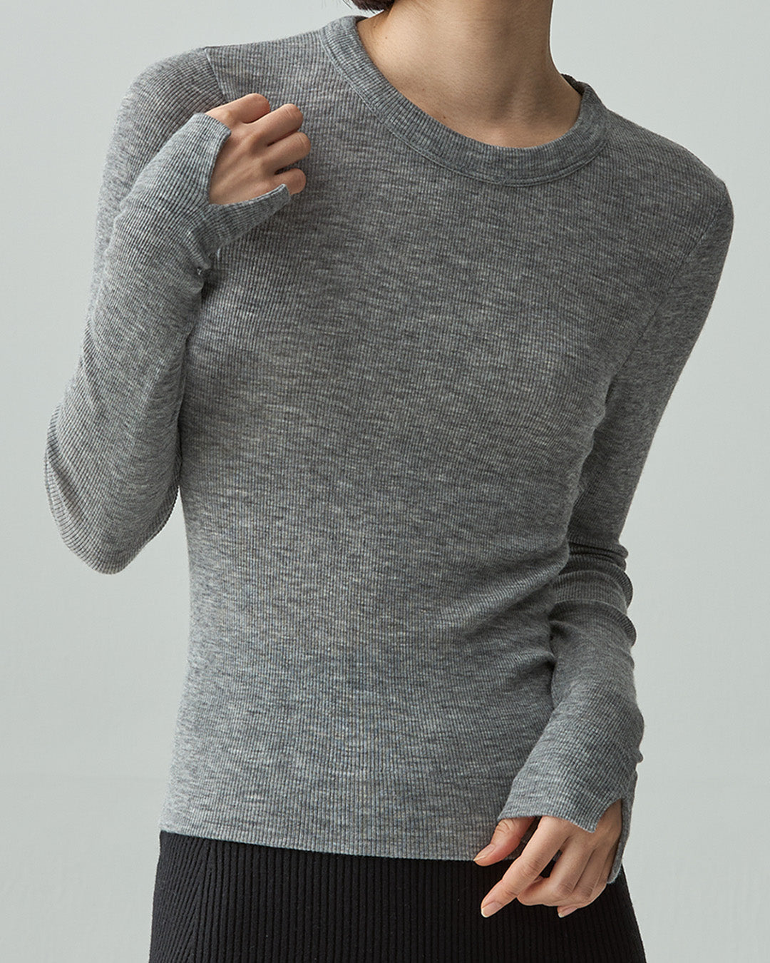 ALEX -Crew neck long sleeve-【Heather Gray】