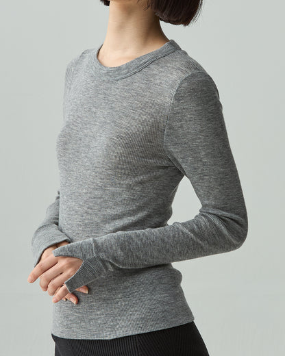 ALEX -Crew neck long sleeve-【Heather Gray】