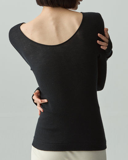 DAKOTA -Deep U-neck long sleeve-【Black】