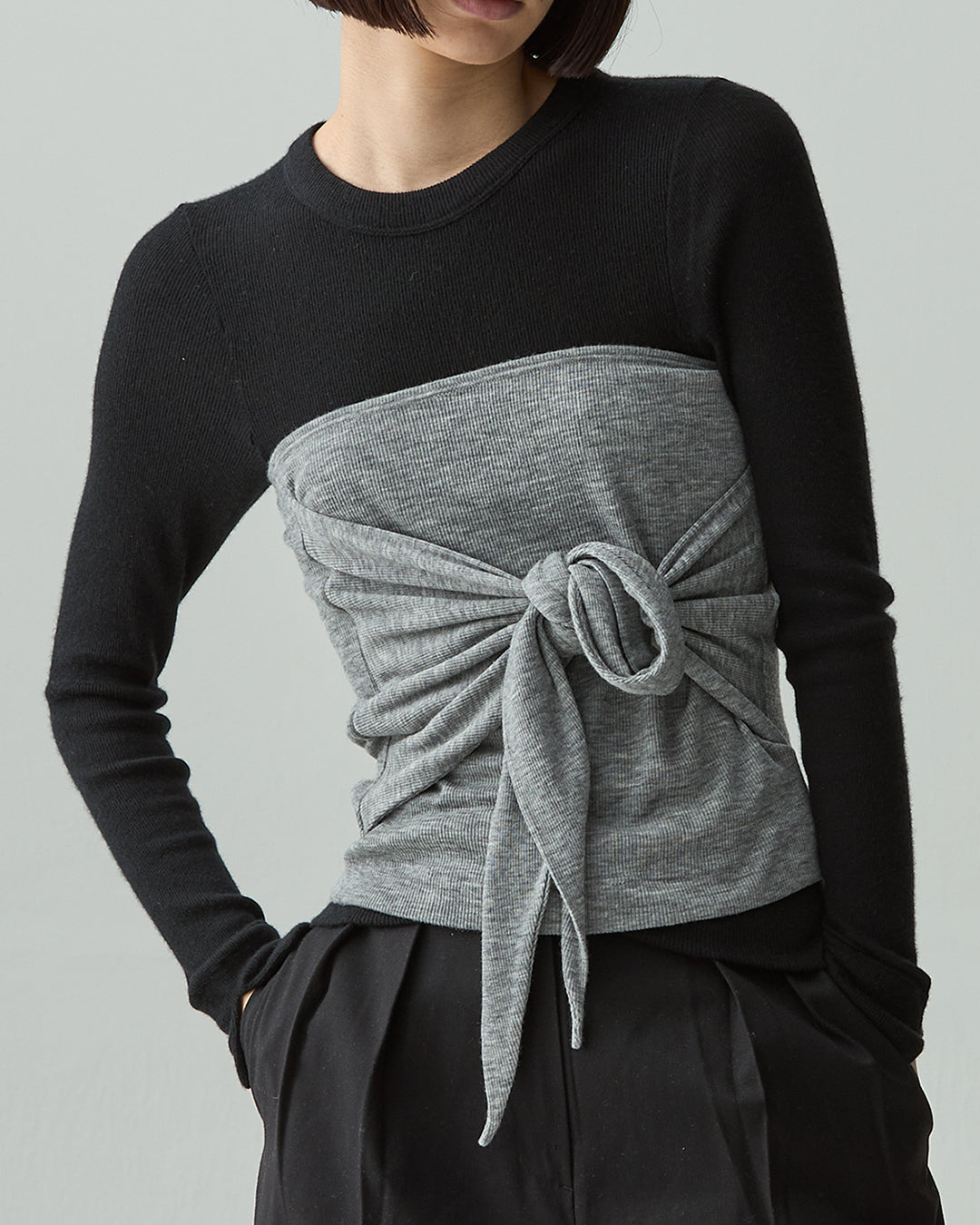 NATASHA -Wrap tube top-【Heather Grey】