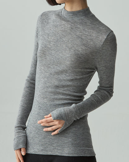 GIA -Mock neck long sleeve-【Hether Gray】