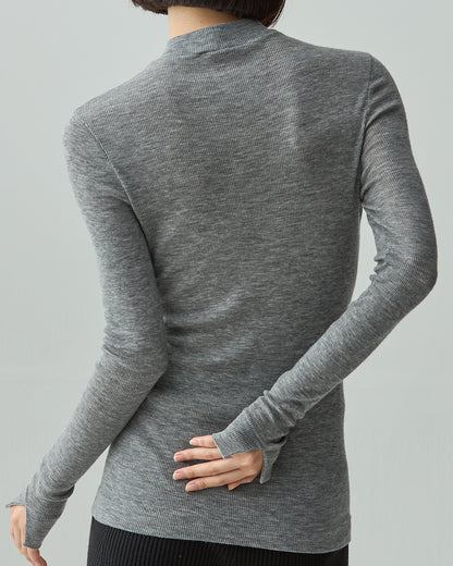 GIA -Mock neck long sleeve-【Hether Gray】