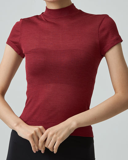 ROSE -Mock neck half sleeve-【Vintage Red】