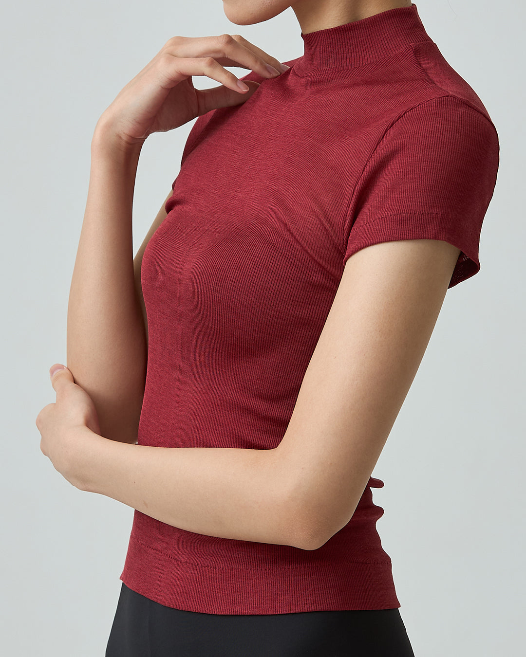 ROSE -Mock neck half sleeve-【Vintage Red】