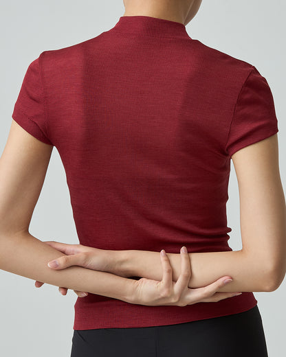 ROSE -Mock neck half sleeve-【Vintage Red】