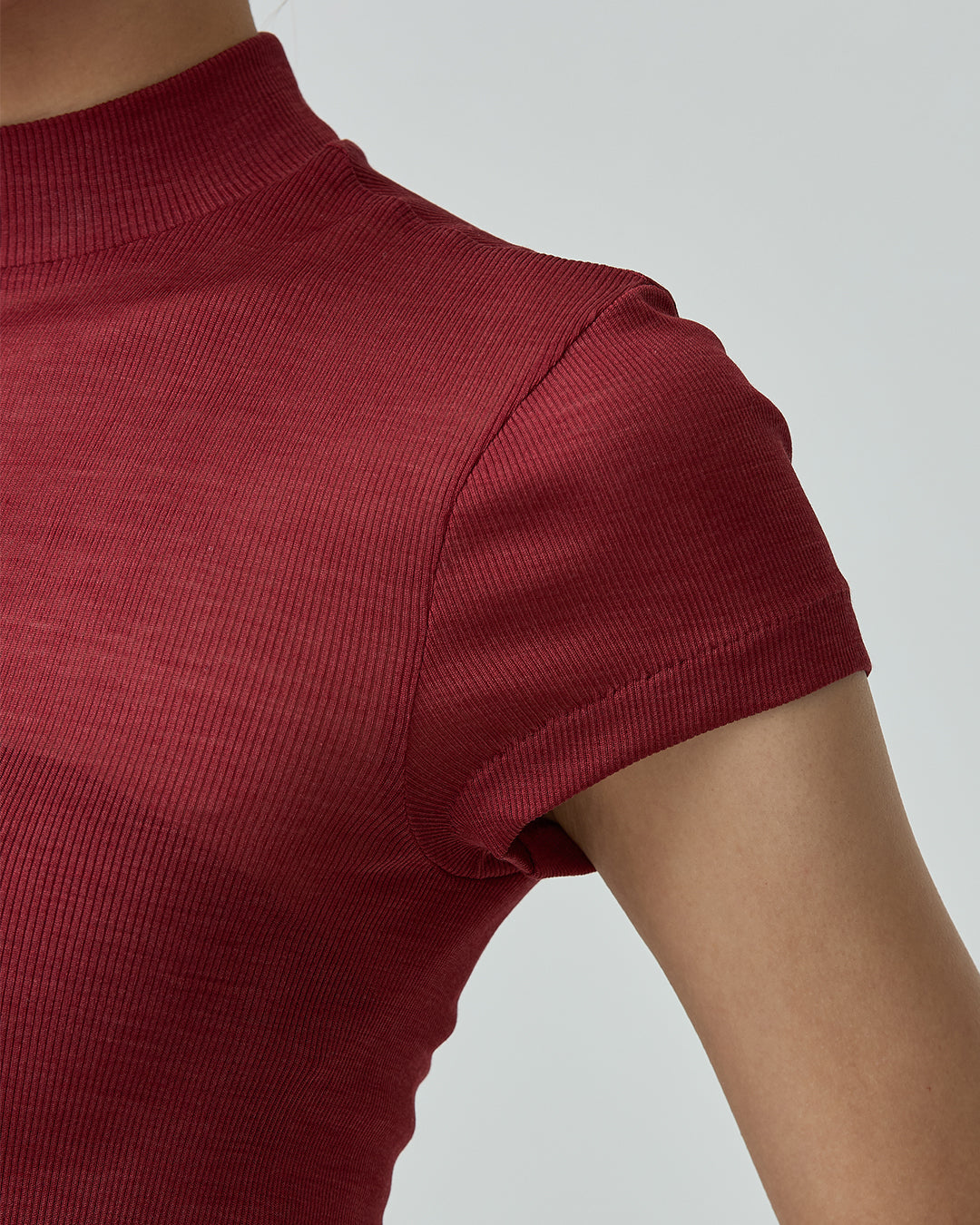 ROSE -Mock neck half sleeve-【Vintage Red】