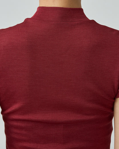 ROSE -Mock neck half sleeve-【Vintage Red】