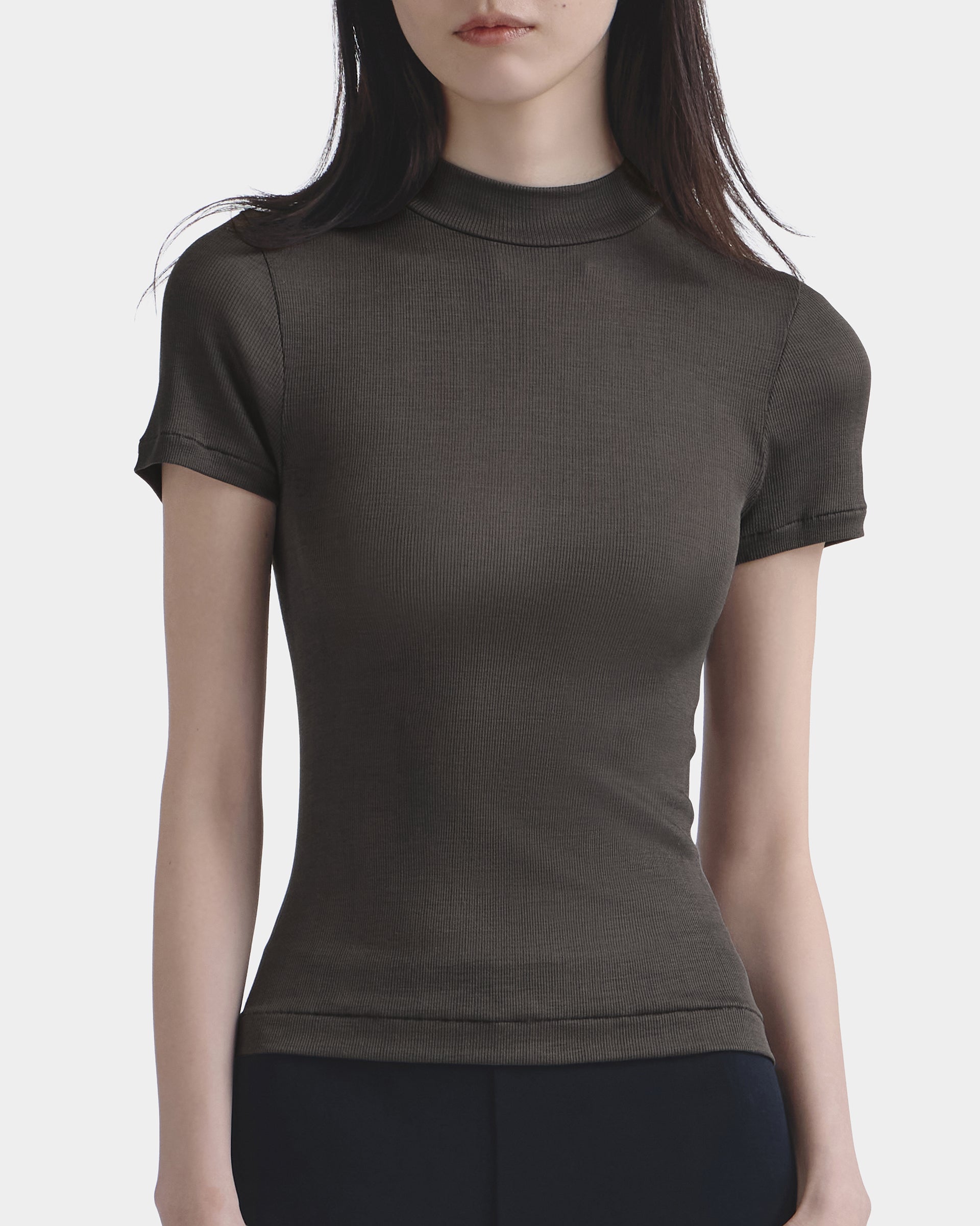 MALU マル シルクカットソー ROSE MOCK NECK ROSE | MALU