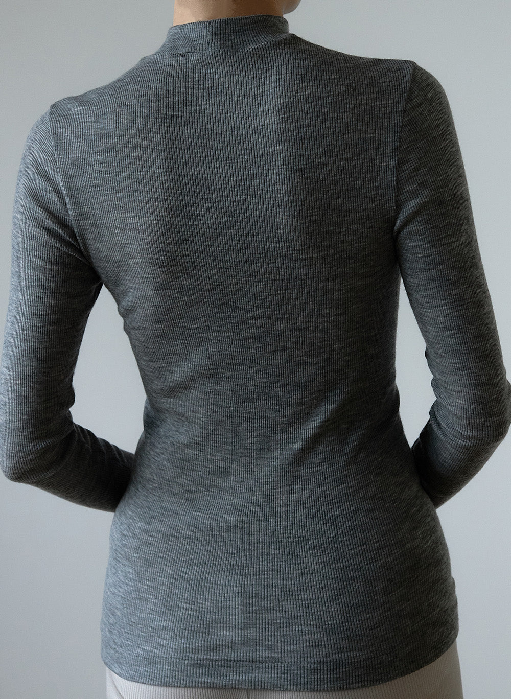 GIA -Mock neck long sleeve-【Hether Gray】