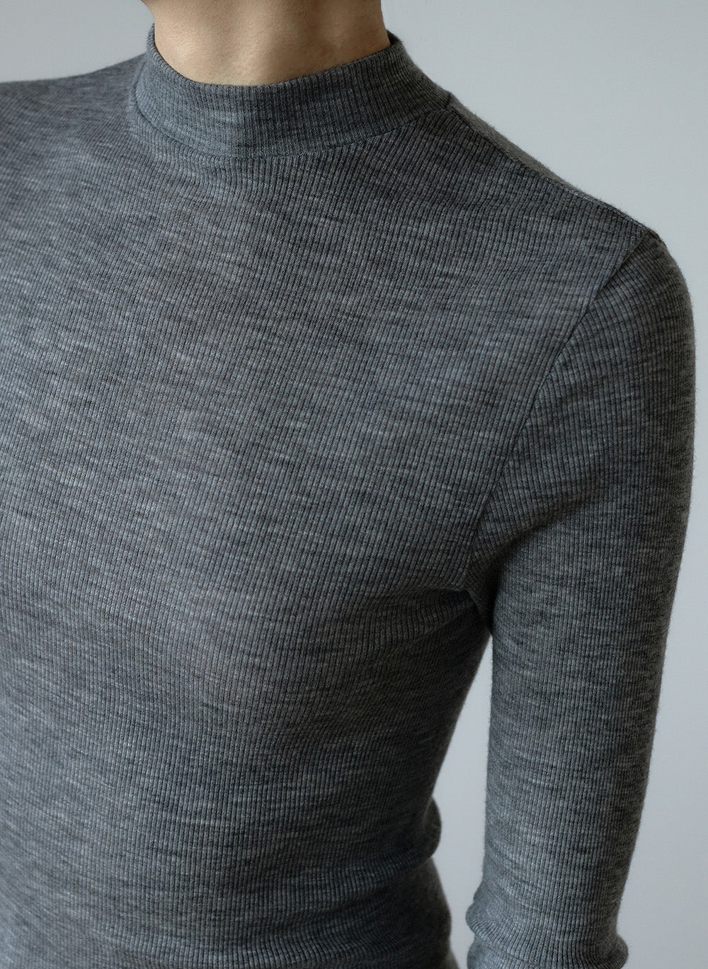 GIA -Mock neck long sleeve-【Hether Gray】