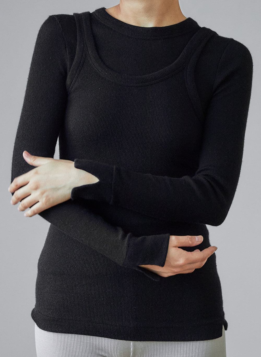 ALEX -Crew neck long sleeve-【Black】